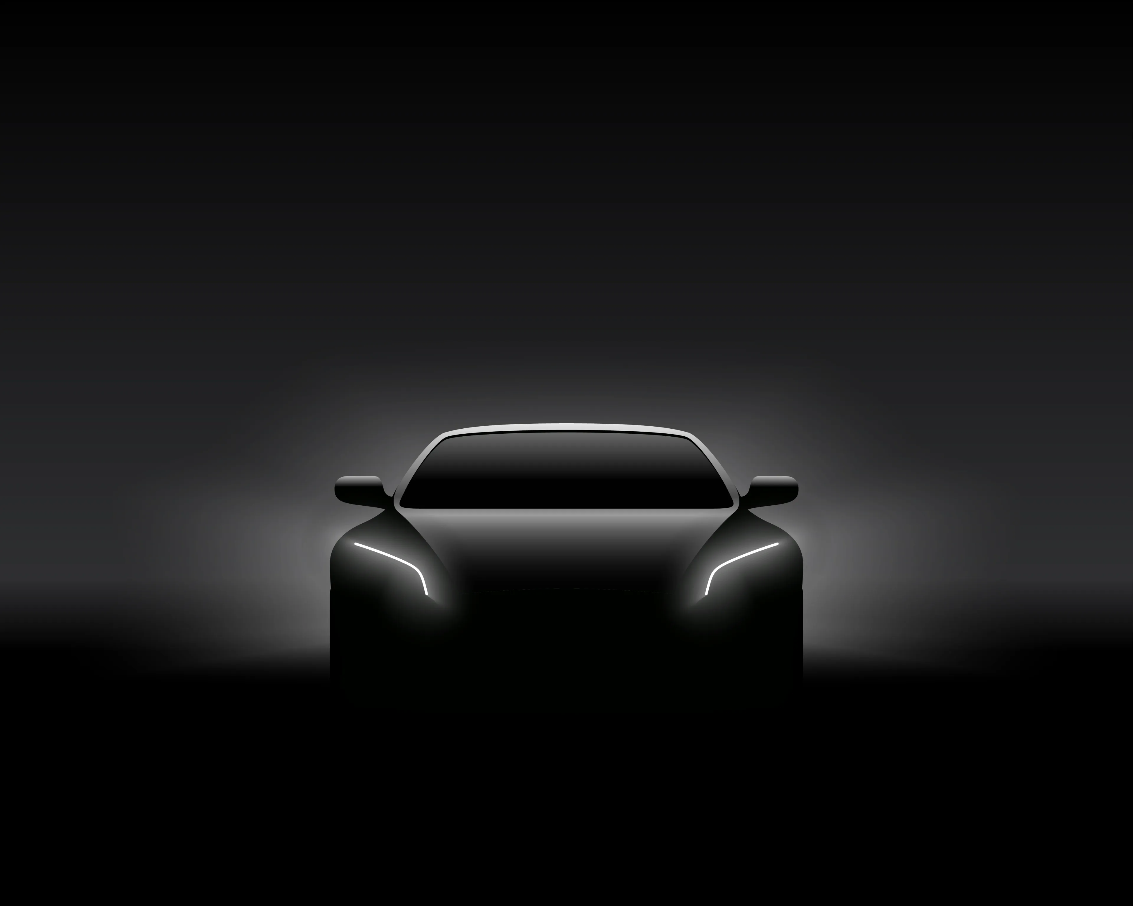 Ein schemenhaft erkennbare Silhouette von einem TESLA Auto.
